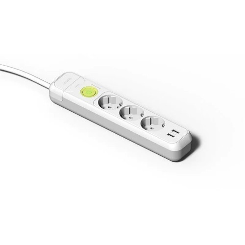 Base 3 tomas + 2 USB TT 1,5m con interruptor blanca Famatel 2633 - 1