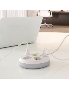 Base redonda 4 tomas + 2 USB TT 3m blanca interruptor Famatel 2644/3 - 1 2