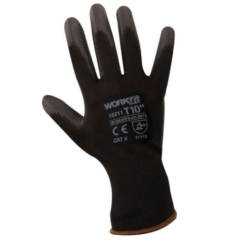 Guantes de Poliuretano Nylon Negro Workfit Talla 6-10 Guantes de Poliuretano Nylon Negro Workfit Talla 6-10