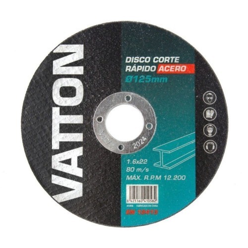 Disco de Corte Rápido 125x1,6MM para Acero Vatton Disco de Corte Rápido 125x1,6MM para Acero Vatton
