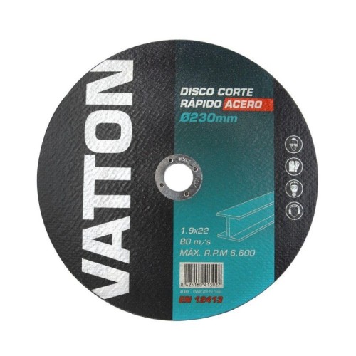 Disco de Corte Rápido 230x1,9MM para Acero Vatton