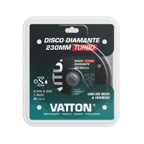Disco de Corte Turbo Diamante Porcelánico 115x1,4MM Vatton