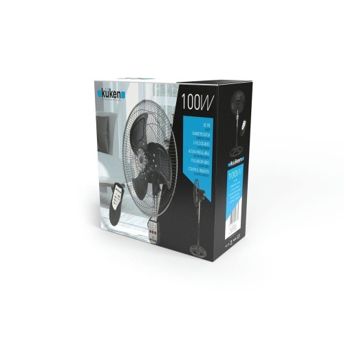 Ventilador de Pie 100W Negro con Mando 3 Velocidades Kuken