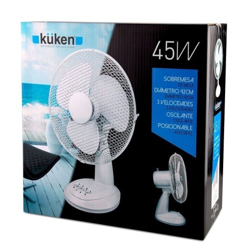 Ventilador Sobremesa 45W Kuken Blanco 3 Velocidades Ajustables Ventilador Sobremesa 45W Kuken Blanco 3 Velocidades Ajustables