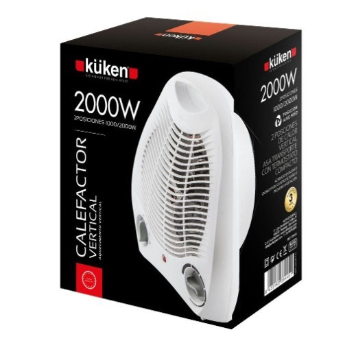 Calefactor Eléctrico Vertical Kuken Blanco 2 Potencias 2000W Calefactor Eléctrico Vertical Kuken Blanco 2 Potencias 2000W