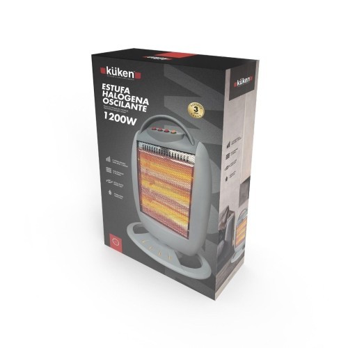 Estufa Halógena Oscilante 3 Intensidades 400/800/1200W Kuken
