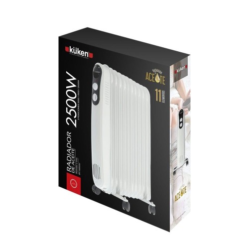 Kuken Radiador de Aceite Blanco 11 Elementos 2500W c/Termostato