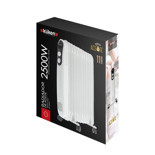 Kuken Radiador de Aceite 11 Elementos 2500W Negro c/Termostato