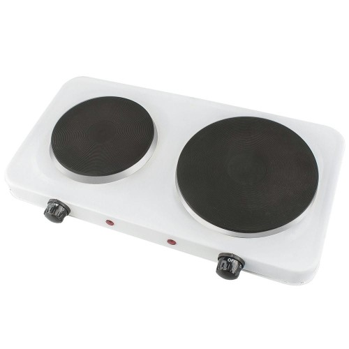 Hornillo Eléctrico Blanco Kuken 2500W Portátil 2 Placas Eléctricas