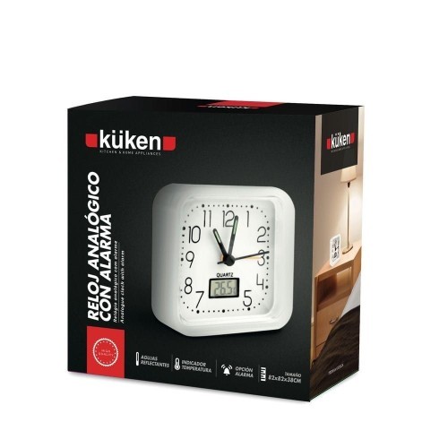 Reloj de Cocina Kuken Blanco/Cromo Redondo Diámetro 25CM Reloj de Cocina Kuken Blanco/Cromo Redondo Diámetro 25CM