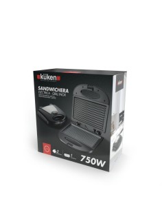 Sandwichera Eléctrica Grill Inoxidable Antiadherente 750W Kuken 2