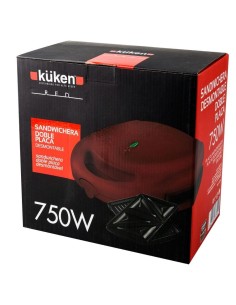 Kuken Sandwichera Desmontable Doble Placa Antiadherente 750W Roja 2