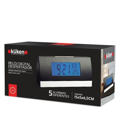 Reloj Despertador Digital Kuken Rectangular Negro