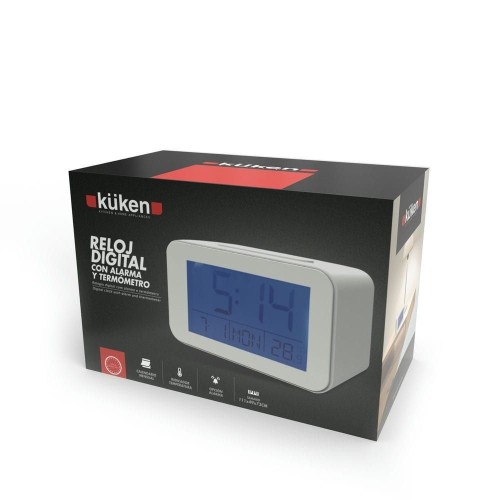 Kuken Reloj Digital con Alarma y Termómetro Blanco