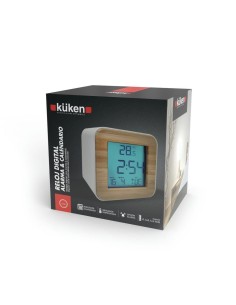 Kuken Reloj Digital con Alarma y Calendario Blanco Madera 2