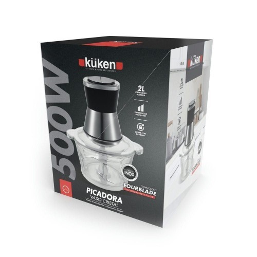 Picadora Eléctrica 500W 2L Kuken con Vaso de Cristal