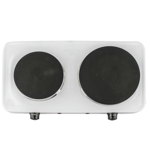 Hornillo Eléctrico Blanco Kuken 2500W Portátil 2 Placas Eléctricas