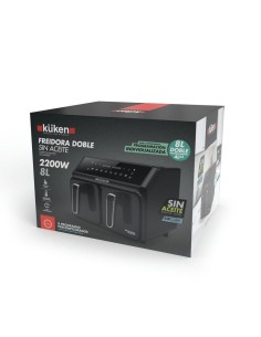 Freidora de Aire Doble Digital Kuken 2200W 8L Negro Inoxidable 2