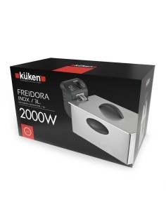 Freidora Eléctrica Acero Inoxidable Blanca 2000W 3L Kuken 2