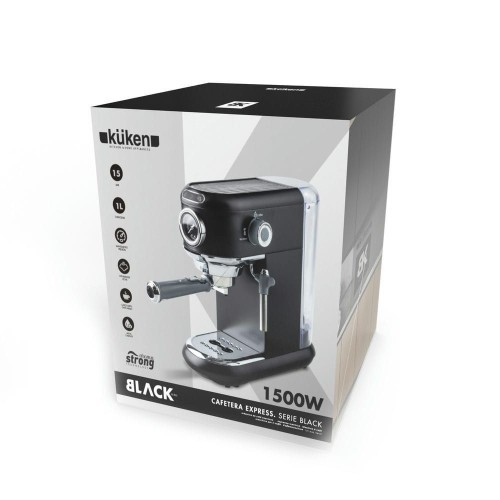 Cafetera Express Semiautomática Negra Kuken 15 Bar 1L Cafetera Express Semiautomática Negra Kuken 15 Bar 1L