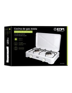 Cocina de Gas Butano EDM Portátil Esmaltada 2 Hornillos 2