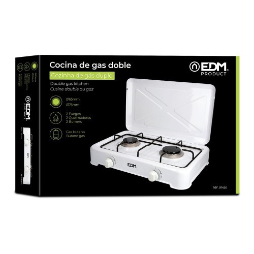 Cocina de Gas Butano EDM Portátil Esmaltada 2 Hornillos Cocina de Gas Butano EDM Portátil Esmaltada 2 Hornillos