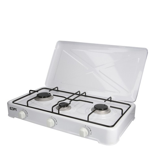 Cocina De Gas Butano EDM Portátil Esmaltada 3 Fuegos