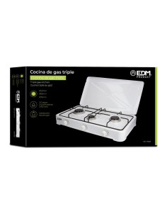Cocina De Gas Butano EDM Portátil Esmaltada 3 Fuegos 2