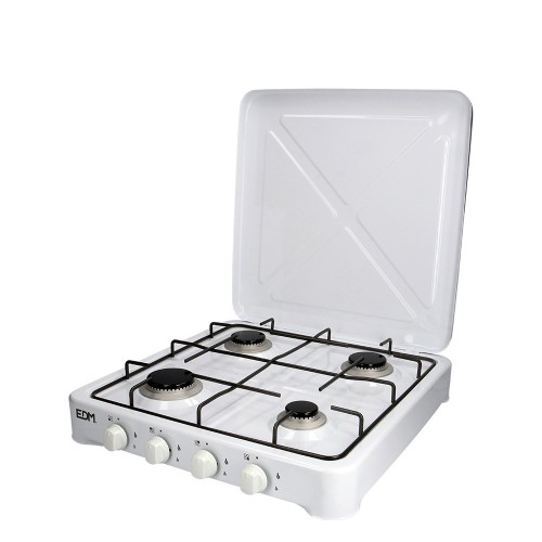 EDM Cocina De Gas Butano Blanca Esmaltada 4 Hornillos