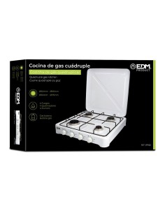 EDM Cocina De Gas Butano Blanca Esmaltada 4 Hornillos 2