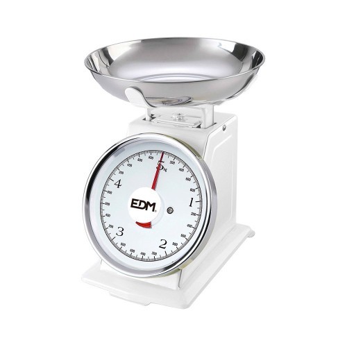 Bascula de Cocina EDM Analógica Blanca Retro 5Kg 07523