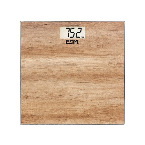 Báscula Electrónica de Baño EDM con Efecto Madera 180Kg 07531
