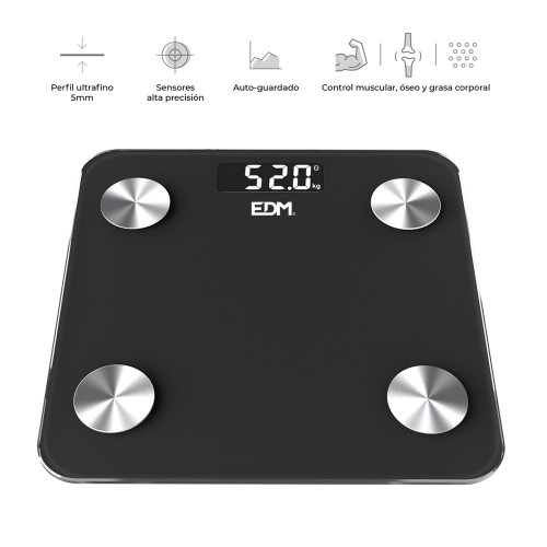 Báscula Inteligente EDM de Baño Digital con Bluetooth 07613 180 Kg