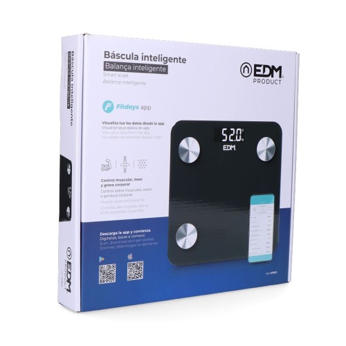 Báscula Inteligente EDM de Baño Digital con Bluetooth 07613 180 Kg