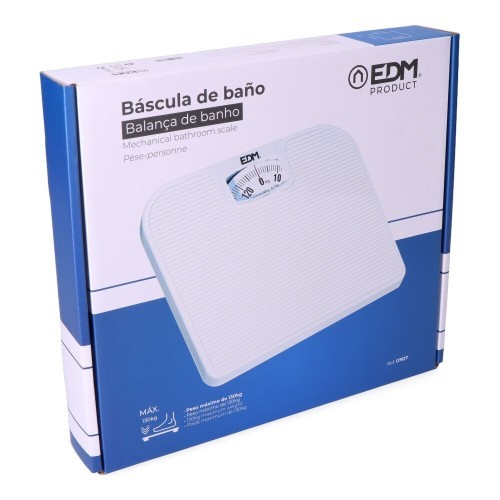 EDM Báscula De Baño Mecánica Blanca Máximo 130Kg 07617 EDM Báscula De Baño Mecánica Blanca Máximo 130Kg 07617
