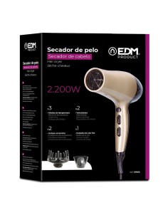 EDM Secador de Pelo Dorado 1800-2200W 07633 2