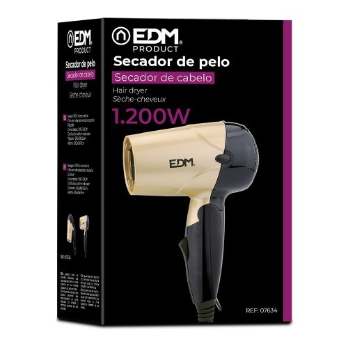 Secador Pelo de Viaje EDM Bi-Tensión 1000-1200W 07634 Secador Pelo de Viaje EDM Bi-Tensión 1000-1200W 07634