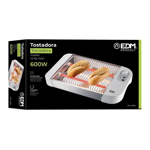 EDM Tostador de Pan Horizontal con Temporizador 600W 07636 EDM Tostador de Pan Horizontal con Temporizador 600W 07636