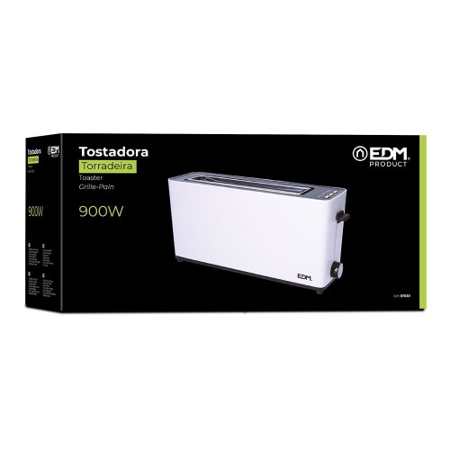 Tostadora Eléctrica EDM Ranura Larga White Design 900W 07639