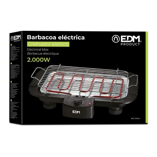 EDM Barbacoa Eléctrica Sobremesa Portátil Negra 2000W 07644
