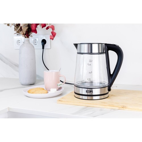 EDM Hervidor de Agua Cristal Acero Inoxidable 1,7L 1850-2200W 07657
