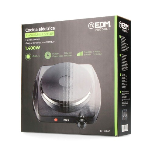 Cocina Eléctrica EDM Negra 1400W 1 Fogón CE/A13 07658