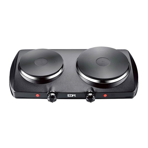 Cocina Eléctrica EDM Negra 1400W 2 Fuegos CE/A13 07659