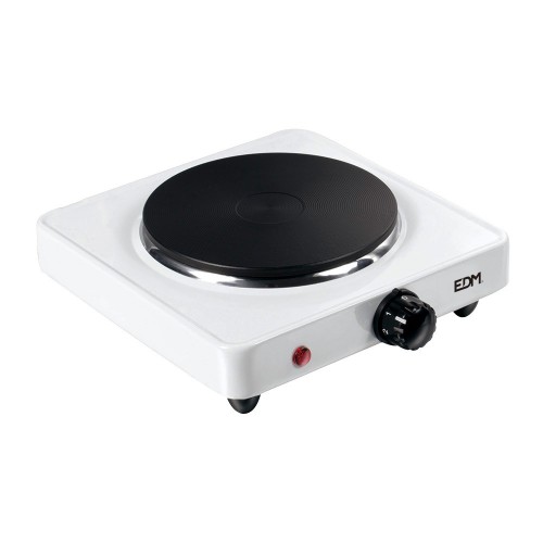 Cocina Eléctrica EDM Blanca Portátil 1 Hornillo 1000W 07660