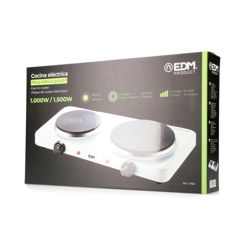 Cocina Eléctrica Blanca 2 Fuegos 1000-1500W EDM 07661