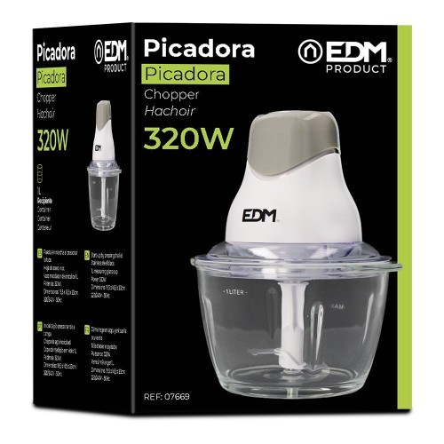 Picadora Eléctrica EDM con Recipiente de Cristal 320W 07669 Picadora Eléctrica EDM con Recipiente de Cristal 320W 07669