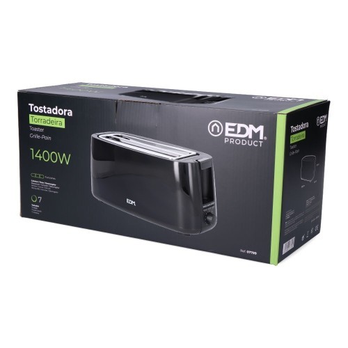 Tostadora EDM Doble Ranura Larga Black Design 1400W 07706 Tostadora EDM Doble Ranura Larga Black Design 1400W 07706