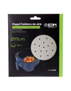 Pack 100 Papeles De Hornear Para Air Fryer Ø17Cm EDM 2