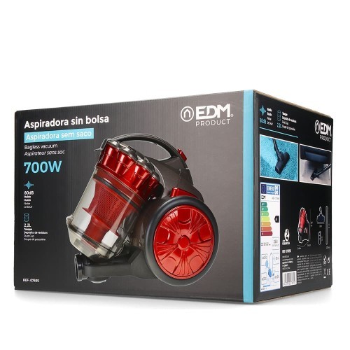 Aspirador Sin Bolsa EDM Multiciclónico Rojo 2,2L 700W 07695