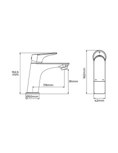 Grifo de Lavabo Monomando Serie Cascais EDM 01130 2